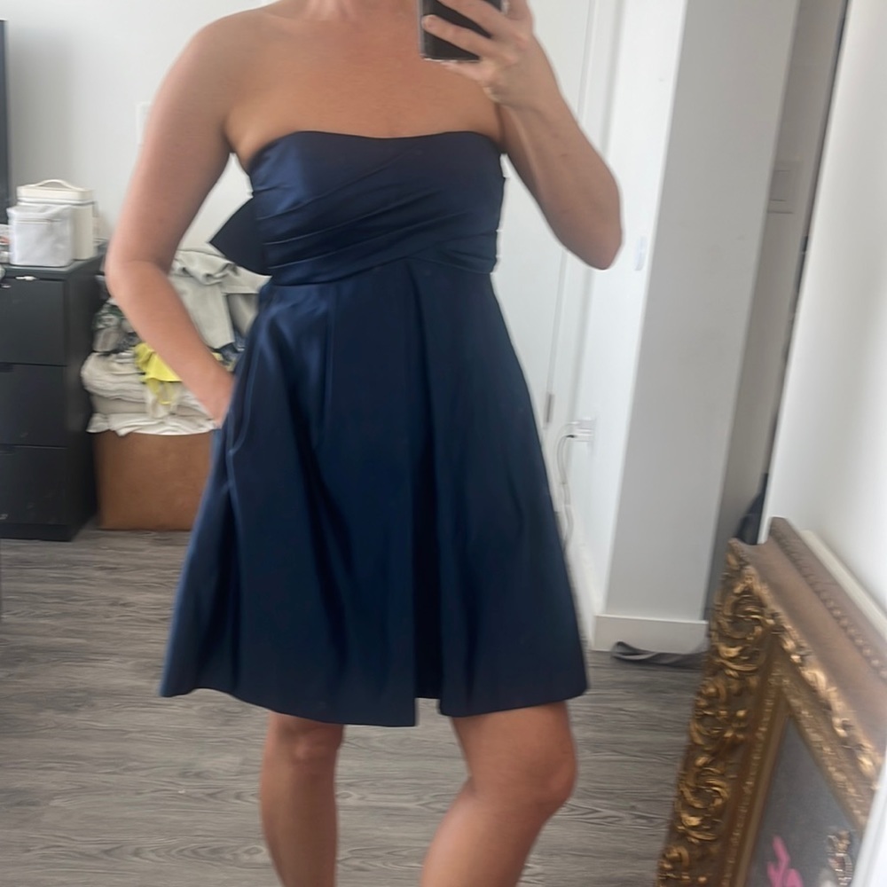 Melissa Sweet strapless mini dress back bow